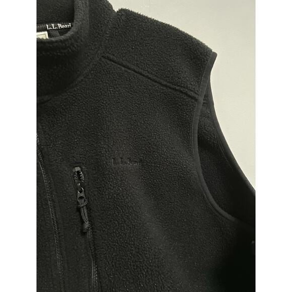 Vintage L.L. Bean Vest Black Men Fleece 10224S Made in USA Size XL - Picture 2 of 8